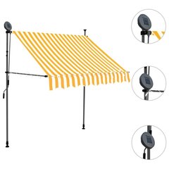 vidaXL käsitsi sissetõmmatav varikatus, LED, 200 cm, valge ja oranž цена и информация | Зонты, маркизы, стойки | kaup24.ee