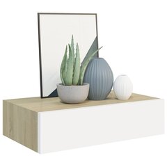 vidaXL sahtliga seinariiul, tamm ja valge, 40x23,5x10 cm MDF цена и информация | Полки | kaup24.ee