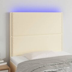 vidaXL LED-voodipeats, kreemjas, 80x5x118/128 cm, kunstnahk цена и информация | Кровати | kaup24.ee