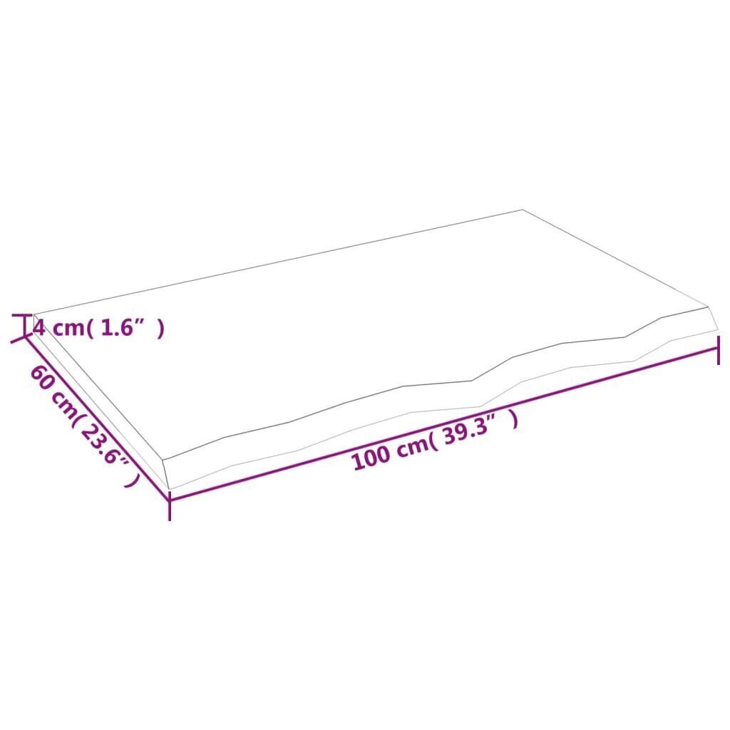 vidaXL seinariiul, tumehall, 100 x 60 x 4 cm, töödeldud tammepuit hind ja info | Riiulid | kaup24.ee