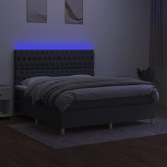 vidaXL kontinentaalvoodi madratsiga ja LED, tumehall, 180x200 cm, kangas hind ja info | Voodid | kaup24.ee