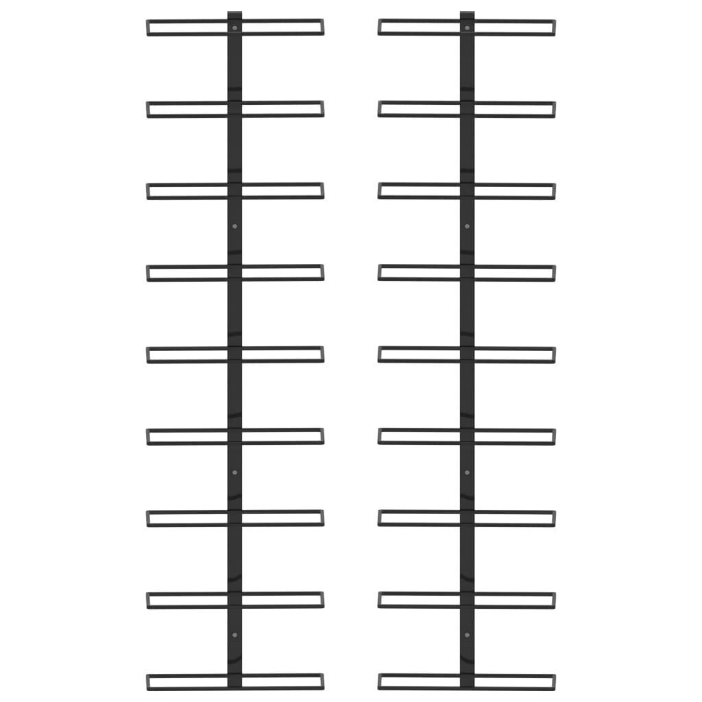 vidaXL seinale kinnitatavad veiniriiulid 18 pudelile, 2 tk, must raud цена и информация | Riiulid | kaup24.ee