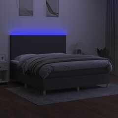 vidaXL kontinentaalvoodi madratsiga ja LED, tumehall, 160x200 cm, kangas hind ja info | Voodid | kaup24.ee