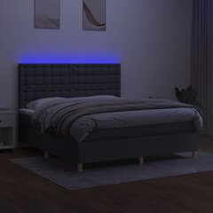 vidaXL kontinentaalvoodi madratsiga ja LED, tumehall, 160x200 cm, kangas hind ja info | Voodid | kaup24.ee