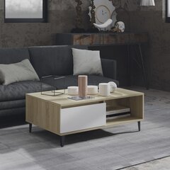 vidaXL kohvilaud, valge ja Sonoma tamm, 90 x 60 x 35 cm puitlaastplaat цена и информация | Журнальные столики | kaup24.ee