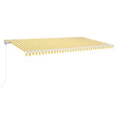 vidaXL automaatne varikatus LED, tuuleandur 600x300 cm, kollane/valge hind ja info | Päikesevarjud, markiisid ja alused | kaup24.ee