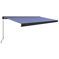 vidaXL käsitsikasutatav varikatus 500 x 300 cm, sinine ja valge цена и информация | Зонты, маркизы, стойки | kaup24.ee