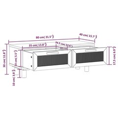 vidaXL kohvilaud, pruun, 80 x 40 x 30 cm, tehispuit ja männipuit hind ja info | Diivanilauad | kaup24.ee