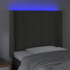 LED-voodipeats, tumehall, 93x16x118/128 cm, samet цена и информация | Кровати | kaup24.ee