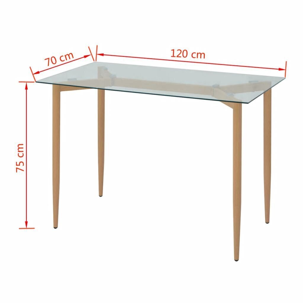 Söögilaud vidaXL, 120 x 70 75 cm, tamm цена и информация | Köögi- ja söögilauad | kaup24.ee