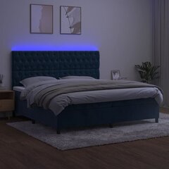 vidaXL kontinentaalvoodi madrats, LED, tumesinine, 200x200 cm, samet hind ja info | Voodid | kaup24.ee