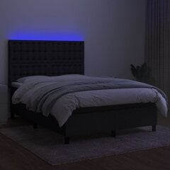 Кровать с пружинами/матрасом/LED vidaXL, 140х200 см, черный цена и информация | Кровати | kaup24.ee