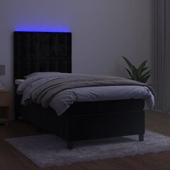 vidaXL kontinentaalvoodi madratsiga, LED, must, 80x200 cm, samet hind ja info | Voodid | kaup24.ee