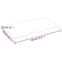 vidaXL seinariiul, helepruun, 80 x 50 x 4 cm, töödeldud tammepuit цена и информация | Полки | kaup24.ee