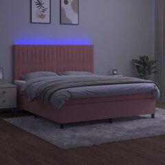 vidaXL kontinentaalvoodi madrats, LED, roosa, 180x200 cm, samet hind ja info | Voodid | kaup24.ee