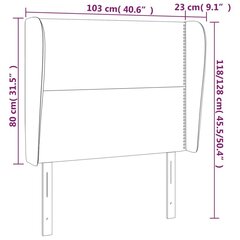 vidaXL voodipeats servadega, tumeroheline, 103x23x118/128 cm, samet hind ja info | Voodid | kaup24.ee