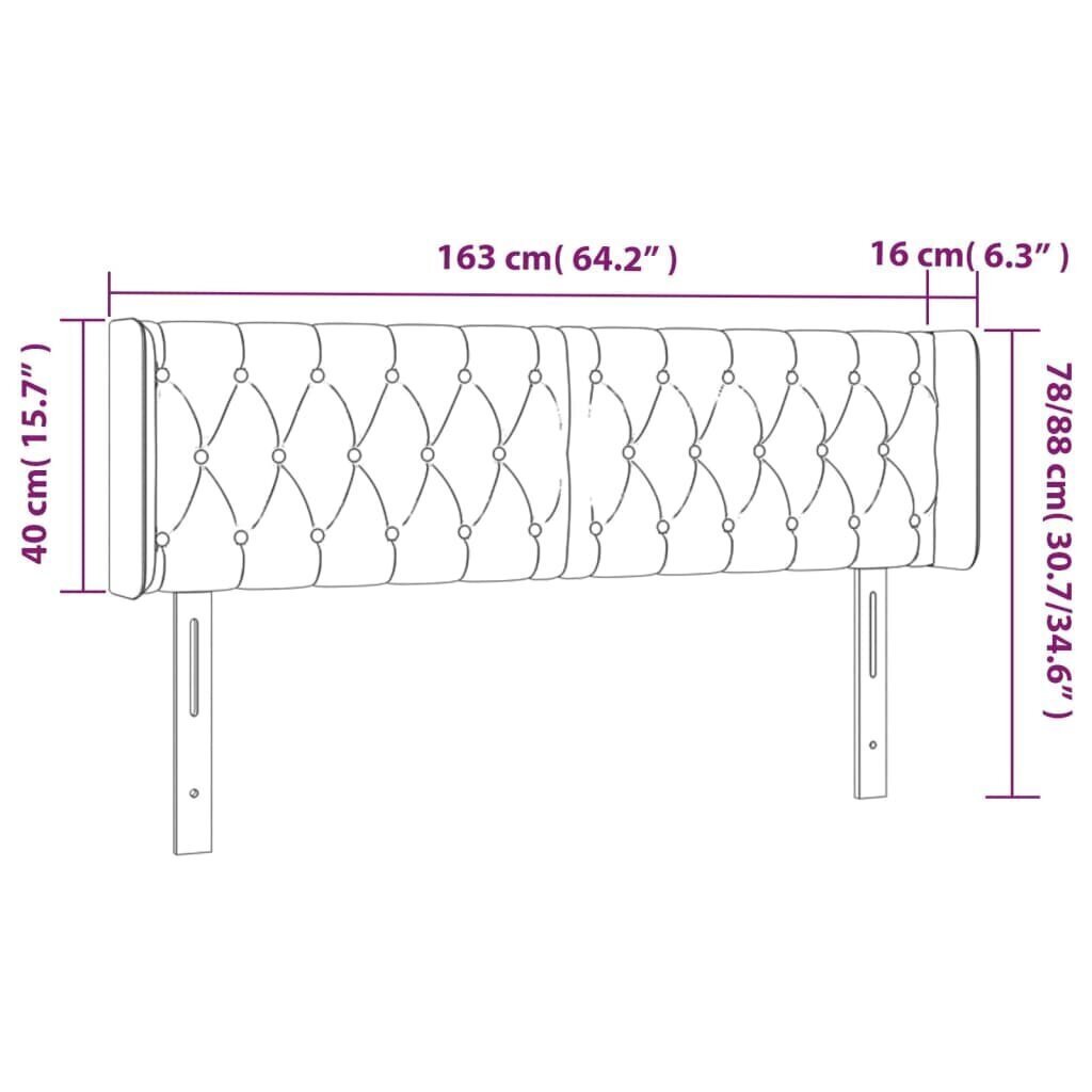 vidaXL LED-voodipeats, must, 163x16x78/88 cm, kangas цена и информация | Voodid | kaup24.ee