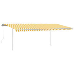 vidaXL käsitsi sissetõmmatav varikatus 6x3,5 m kollane/valge hind ja info | Päikesevarjud, markiisid ja alused | kaup24.ee