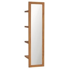 Настенное зеркало с полками, 30x30x120 см, тик цена и информация | Зеркала | kaup24.ee