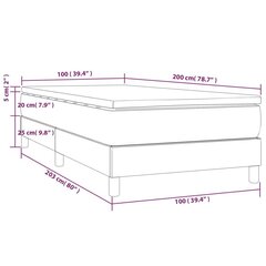 vidaXL kontinentaalvoodi madratsiga, roosa, 100x200 cm, samet цена и информация | Кровати | kaup24.ee