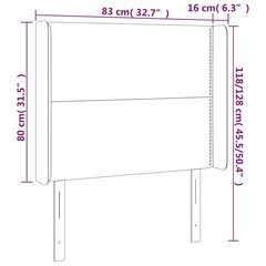 vidaXL LED-voodipeats, kreemjas, 83x16x118/128 cm, kangas цена и информация | Кровати | kaup24.ee