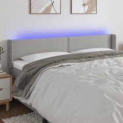 vidaXL LED-voodipeats, helehall, 163x16x78/88 cm, kangas цена и информация | Кровати | kaup24.ee