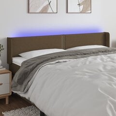 vidaXL LED-voodipeats, tumepruun, 183x16x78/88 cm, kangas цена и информация | Кровати | kaup24.ee