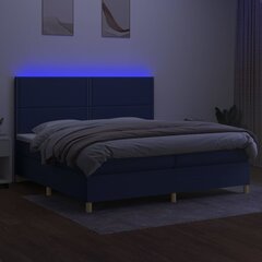 vidaXL kontinentaalvoodi madratsiga ja LED, sinine, 200x200 cm, kangas hind ja info | Voodid | kaup24.ee