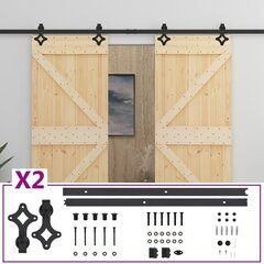 vidaXL liuguks tarvikutega 80x210 cm, täismännipuit цена и информация | Межкомнатные двери | kaup24.ee