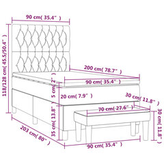 vidaXL kontinentaalvoodi madratsiga, must, 90x200 cm, kangas hind ja info | Voodid | kaup24.ee