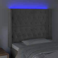 vidaXL LED-voodipeats, helehall, 103x16x118/128 cm, samet цена и информация | Кровати | kaup24.ee