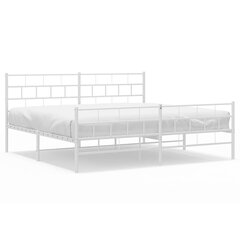 vidaXL metallist voodiraam peatsi ja jalutsiga, valge, 193x203 cm цена и информация | Кровати | kaup24.ee