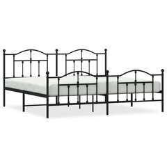 vidaXL metallist voodiraam peatsi ja jalutsiga, must, 193x203 cm цена и информация | Кровати | kaup24.ee