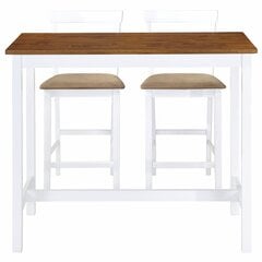vidaXL baarilaua- ja toolikomplekt 3 osa, puit, pruun ja valge цена и информация | Комплекты мебели для столовой | kaup24.ee