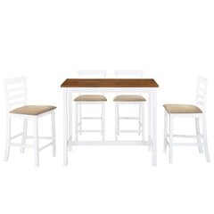 vidaXL baarilaua- ja toolikomplekt 5 osa, puit, pruun ja valge цена и информация | Комплекты мебели для столовой | kaup24.ee