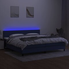 vidaXL kontinentaalvoodi madratsiga ja LED, sinine, 200x200 cm, kangas цена и информация | Кровати | kaup24.ee