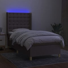 vidaXL kontinentaalvoodi madrats ja LED, pruunikas, 90x190 cm, kangas цена и информация | Кровати | kaup24.ee