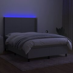 vidaXL kontinentaalvoodi madrats ja LED, helehall, 140x200 cm, kangas hind ja info | Voodid | kaup24.ee