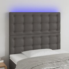 vidaXL LED-voodipeats, hall, 90x5x118/128 cm, kunstnahk цена и информация | Кровати | kaup24.ee