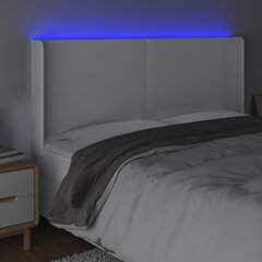 vidaXL LED-voodipeats, valge, 203x16x118/128 cm, kunstnahk цена и информация | Кровати | kaup24.ee