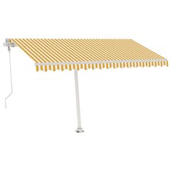 vidaXL automaatne varikatus LED, tuuleandur 450x300 cm kollane/valge цена и информация | Зонты, маркизы, стойки | kaup24.ee