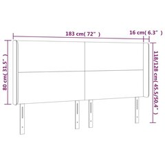 vidaXL LED-voodipeats, must, 183x16x118/128 cm, kunstnahk цена и информация | Кровати | kaup24.ee