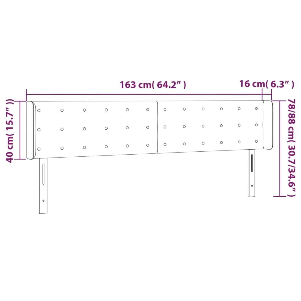 vidaXL LED-voodipeats, must, 163x16x78/88 cm, kangas hind ja info | Voodid | kaup24.ee