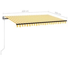 vidaXL automaatne varikatus LED, tuuleandur 450x300 cm kollane/valge hind ja info | Päikesevarjud, markiisid ja alused | kaup24.ee