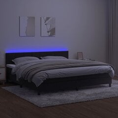 vidaXL kontinentaalvoodi madratsiga ja LED, must, 200x200 cm, samet цена и информация | Кровати | kaup24.ee