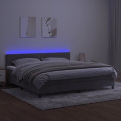 vidaXL kontinentaalvoodi madratsiga ja LED, helehall, 200x200 cm, samet цена и информация | Кровати | kaup24.ee