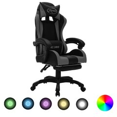 vidaXL mänguritool RGB LED-tuledega, hall ja must, kunstnahk hind ja info | Kontoritoolid | kaup24.ee