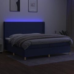 vidaXL kontinentaalvoodi madratsiga ja LED, sinine, 200x200 cm, kangas цена и информация | Кровати | kaup24.ee