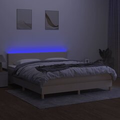 vidaXL kontinentaalvoodi madrats ja LED, kreemjas, 180x200 cm, kangas цена и информация | Кровати | kaup24.ee