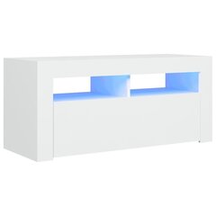 vidaXL telerialus LED-tuledega, valge, 90 x 35 x 40 cm цена и информация | Тумбы под телевизор | kaup24.ee